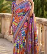 Multicolor mall cotton digital print saree with unstitched blouse piece