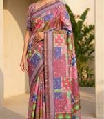 Multicolor mall cotton digital print saree with unstitched blouse piece