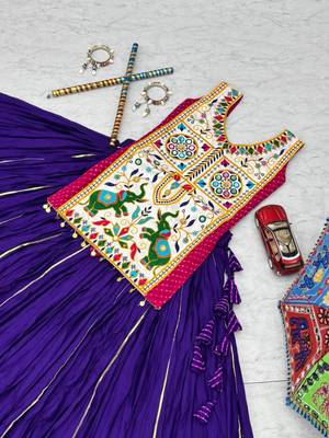 NAVRATRI WEAR BLUE COTTON LUMPI LACE WITH RIBBON WORK LEHENGA CHOLI FULL STITCHED 5