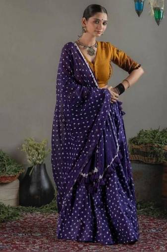 NAVRATRI WEAR BLUE GEORGETTE DIGITAL PRINTED FLARED LEHENGA CHOLI SET FULL-STITCHED