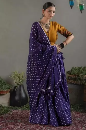 NAVRATRI WEAR BLUE GEORGETTE DIGITAL PRINTED FLARED LEHENGA CHOLI SET FULL-STITCHED