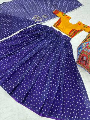NAVRATRI  BLUE GEORGETTE DIGITAL PRINTED FLARED LEHENGA CHOLI SET FULL-STITCHED 5