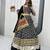 NAVRATRI  WEAR BLACK COLOR RAYON COTTON LUMPI LACE BORDER FLARED LEHENGA CHOLI SET FULL STITCHED.