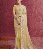 Golden galaxy heavy designer sequins  & cut work border saree