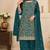 Teal blue embroidered georgette semi-stitched pakistani salwar suit