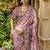 Pink silk blend embroidered party wear Saree with blouse 