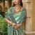 Green silk blend embroidered party wear Saree with blouse 