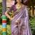 Lavender silk blend embroidered party wear Saree with blouse 