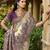 Cream purple silk blend embroidered party wear Saree with blouse 