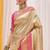 Cream pink silk blend embroidered kanchipuram silk blend Saree with blouse 