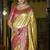 Gold pink silk blend embroidered traditional Saree with blouse 