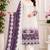 White and purple embroidered georgette semi-stitched pakistani salwar suit