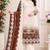 White and chocolate brown embroidered georgette semi-stitched pakistani salwar suit