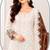 White and chocolate brown embroidered georgette semi-stitched pakistani salwar suit