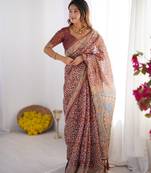Wine color ready to wear saree with unstich blouse