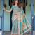 Teal blue color ready to wear saree with unstich blouse