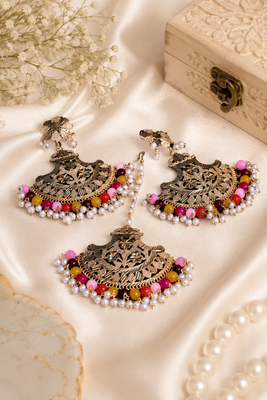 Festive palette bead earrings tikka set 2