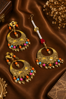 Peepal patti carnival earrings maang tikka set 1