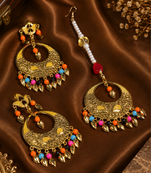 Peepal patti carnival earrings maang tikka set