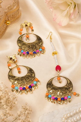 Rang Accent Peepal Patti Earrings Tikka Set 2
