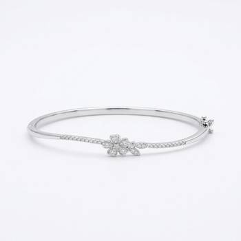 925 Sterling Silver Floral CZ Bangle Bracelet for Women | Cubic Zirconia Flower Bracelet Jewelry 1