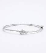 925 Sterling Silver Floral CZ Bangle Bracelet for Women | Cubic Zirconia Flower Bracelet Jewelry