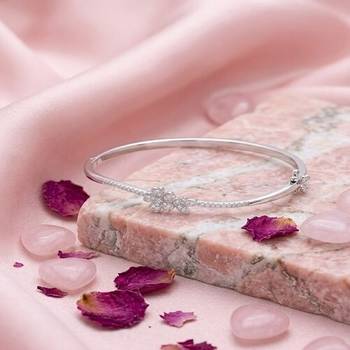 925 Sterling Silver Floral CZ Bangle Bracelet for Women | Cubic Zirconia Flower Bracelet Jewelry 3