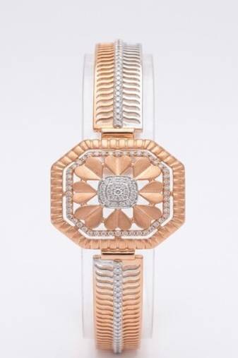 925 Sterling Silver Rose Gold Floral CZ Bracelet for Women | Two Tone Cubic Zirconia Designer Bangle Jewelry