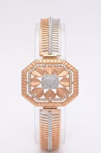 925 Sterling Silver Rose Gold Floral CZ Bracelet for Women | Two Tone Cubic Zirconia Designer Bangle Jewelry
