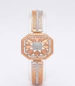 925 Sterling Silver Rose Gold Floral CZ Bracelet for Women | Two Tone Cubic Zirconia Designer Bangle Jewelry