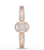 925 Sterling Silver Rose Gold Geometric CZ Bracelet for Women | Two Tone Cubic Zirconia Designer Bangle Jewelry