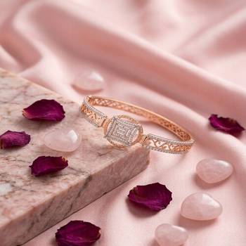 925 Sterling Silver Rose Gold Geometric CZ Bracelet for Women | Two Tone Cubic Zirconia Designer Bangle Jewelry 3