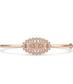 925 Sterling Silver Rose Gold Floral CZ Bangle Bracelet for Women | Cubic Zirconia Flower Designer Jewelry