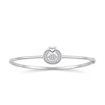 925 Sterling Silver Heart CZ Bangle Bracelet for Women | Cubic Zirconia Love Charm Jewelry 1