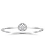925 Sterling Silver Heart CZ Bangle Bracelet for Women | Cubic Zirconia Love Charm Jewelry