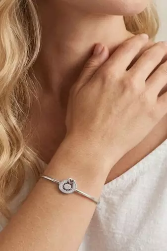925 Sterling Silver Heart CZ Bangle Bracelet for Women | Cubic Zirconia Love Charm Jewelry