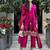 Pink velvet embroidered palazzo set