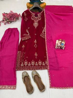 Pink velvet embroidered palazzo set 4