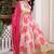 Pink silk blend printed flared gown set