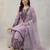 Lavender cotton poly embroidered kurta set