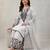 White cotton poly embroidered kurta set