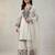 White cotton poly embroidered kurta set