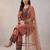 Peach cotton poly embroidered kurta set