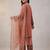Peach cotton poly embroidered kurta set