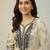 Beige cotton poly embroidered kurta set