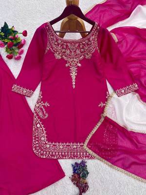 Pink crepe embroidered sharara set 4