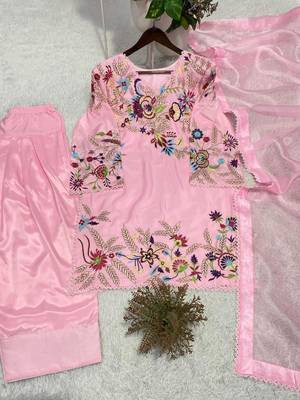 Pink crepe embroidered farshi salwar kameez 2