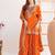 Orange silk blend embroidered sharara set