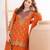 Orange silk blend embroidered sharara set
