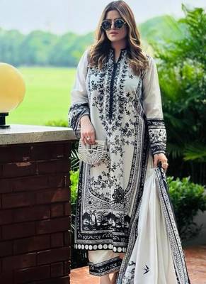 White satin embroidered palazzo set 1